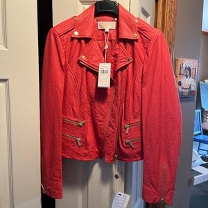 Michael Kors sangria leather jacket size large